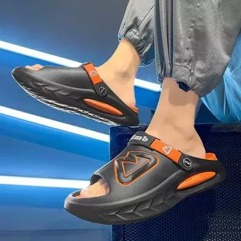 Летние мужские модные шлепанцы с открытым носком для студентов, для спорта и отдыха, сандалии на платформе, для отдыха на море, пляжная обувь, большой размер 40