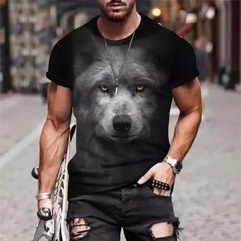 Летние мужские модные свободные повседневные футболки с круглым вырезом и короткими рукавами с 3D-цифровым принтом S