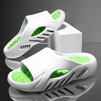 Летние мужские модные тапочки, дышащая обувь, тапочки с открытым носком, удобные сандалии для дома и улицы 36-37 белый