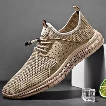 Летние мужские мокасины с выемкой, высококачественные дышащие кроссовки для мужчин, повседневная обувь для ходьбы на открытом воздухе, удобные мокасины на плоской подошве 38 чёрный