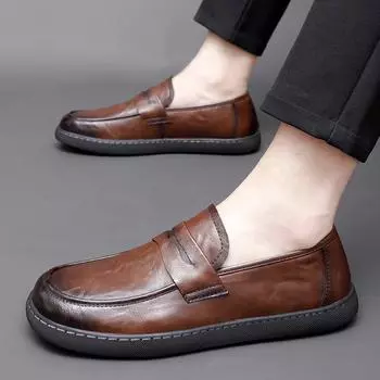 Летние мужские мокасины свадебное платье черные мокасины для вождения обувь мужская повседневная обувь кожаные туфли без застежек супер легкие мужские туфли 38 чёрный