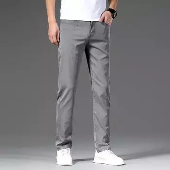 Летние мужские мягкие облегающие удобные повседневные брюки мужские эластичные универсальные прямые брюки 28 чёрный