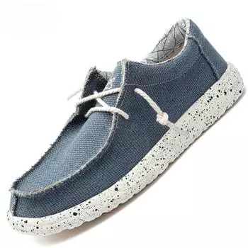 Летние мужские парусиновые туфли Джинсовые кеды Мужские парусиновые туфли Дышащие мокасины Вулканизированная обувь Мужские кроссовки Обувь больших размеров 43 синий