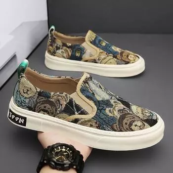 Летние мужские парусиновые туфли Teddy Bear мужские мокасины с мягкой подошвой ленивые туфли модные туфли для вождения для мужчин повседневные туфли без застежек 39 зелёный