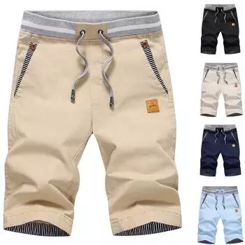 Летние мужские пляжные брюки из чистого хлопка, быстросохнущие мужские шорты, спортивные пляжные брюки большого размера M хаки