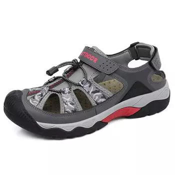 Летние мужские пляжные сандалии, большие размеры, очень широкие мужские сандалии, уличная прогулочная пляжная обувь, дышащая повседневная мужская обувь 38 серый