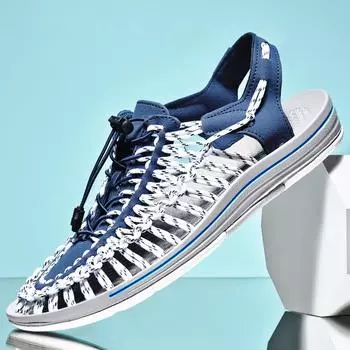 Летние мужские пляжные сандалии, дышащие женские уличные сандалии, Нескользящие парные тапочки, мягкая повседневная обувь с плетением, бесплатная доставка 38