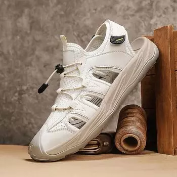 Летние мужские пляжные сандалии ручной работы дышащая повседневная обувь 39 чёрный