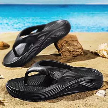 Летние мужские пляжные сандалии, женские повседневные тапочки, дышащие садовые сандалии, нескользящая обувь цвета морской волны, сабо, парная обувь для воды на платформе 40-41 чёрный