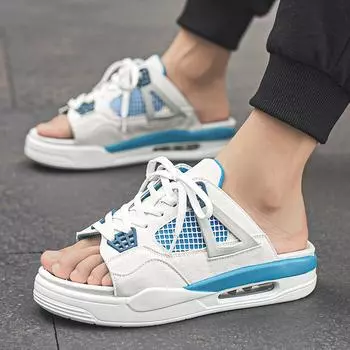 Летние мужские пляжные тапочки, домашние сандалии больших размеров 39 белый