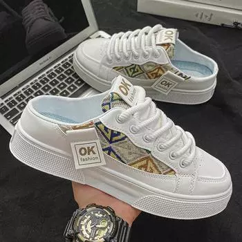 Летние мужские полутапочки, дышащие, легкие, мужские повседневные туфли, удобные кроссовки для ходьбы, нескользящие, мужские туфли на плоской подошве, ленивые туфли 41 хаки