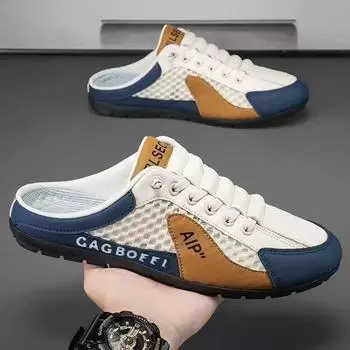 Летние мужские полутапочки, модная новая повседневная обувь, легкие прогулочные туфли на плоской подошве для мужчин, нескользящие кроссовки, горячая распродажа, мужская обувь Zapatos Hombre 39 бежевый