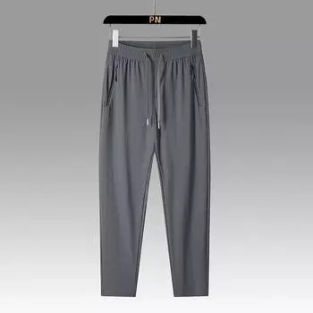 Летние мужские повседневные брюки Ice Silk из дышащего материала. Тонкие, быстросохнущие, высокоэластичные прямые брюки. Спортивные брюки больших размеров. 6XL