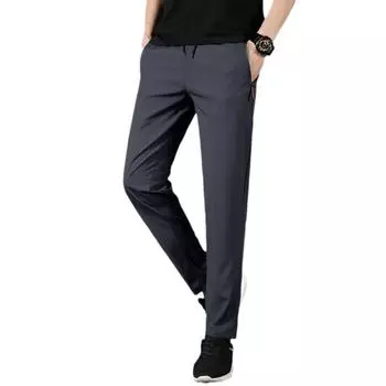 Летние мужские повседневные длинные брюки, облегающие тонкие брюки из ледяного шелка, маленькие брюки, спортивные брюки XXXL