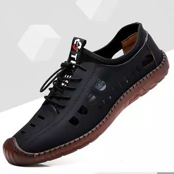 Летние мужские повседневные износостойкие удобные дышащие сандалии на мягкой подошве 44 чёрный