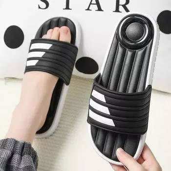 Летние мужские повседневные классные тапочки для дома, ванной комнаты, банные тапочки с мягкой подошвой, спот 36-37 [normal size] темно-синий