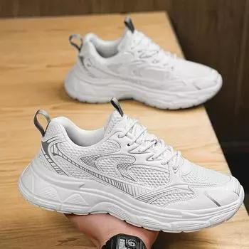 Летние мужские повседневные кроссовки из сетчатой ткани, дышащие, легкие, классические, папины, удобные, нескользящие, антизапаховые, спортивные кроссовки для бега 39 чёрный