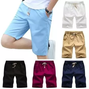 Летние мужские повседневные однотонные короткие брюки мужские спортивные шорты на шнуровке M белый