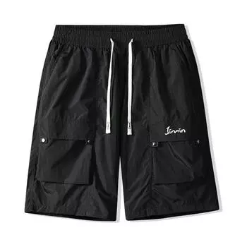 Летние мужские повседневные, простые и свободные, универсальные брюки из тонкого ледяного шелка с вышивкой буквами. XXXXL