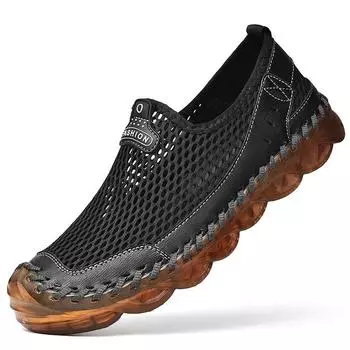 Летние мужские повседневные сандалии из дышащей кожи 39-46 39 чёрный