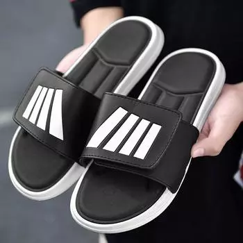 Летние мужские повседневные сандалии, мягкие тапочки, женские массажные пляжные тапочки, сандалии на плоской подошве 35 чёрный