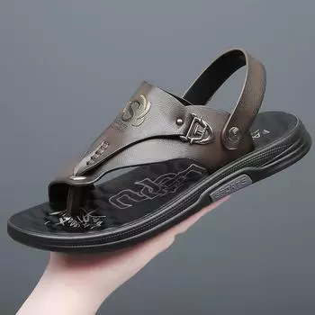 Летние мужские повседневные сандалии, пляжные римские сандалии, дышащие мягкие легкие тапочки, сандалии для треккинга 38 коричневый