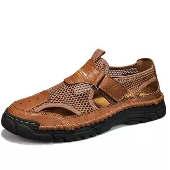 Летние мужские повседневные сандалии с закрытым носком, повседневные кроссовки большого размера, сандалии для мужчин, мужские походные сандалии 39 хаки