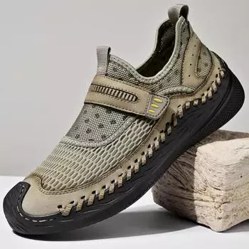Летние мужские повседневные сетчатые кроссовки, удобная обувь больших размеров, лоферы, дышащая обувь для вождения 39 серый