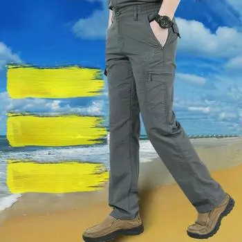 Летние мужские повседневные спортивные брюки с несколькими карманами, прямые, большого размера, свободные, тонкие брюки M