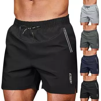 Летние мужские повседневные спортивные шорты, укороченные брюки для фитнеса и бега L чёрный