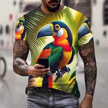 Летние мужские повседневные свободные футболки с круглым вырезом и короткими рукавами с 3D-цифровой печатью S