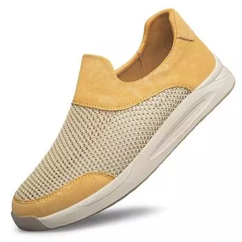 Летние мужские повседневные туфли из дышащей сетки, удобные туфли для вождения, мокасины, мужские кроссовки 38 жёлтый