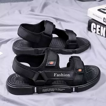 Летние мужские противоскользящие износостойкие модные уличные сандалии для отдыха пляжная обувь 39 чёрный