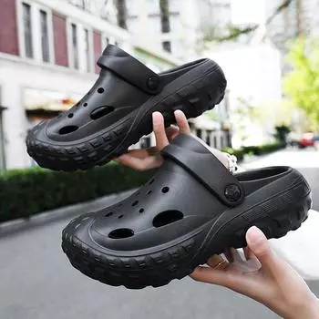 Летние мужские противоскользящие легкие туфли с отверстиями, мужские спортивные повседневные пляжные тапочки, дышащая обувь, мужские сандалии, простые и прочные 40