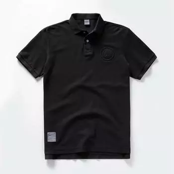 Летние мужские рубашки поло, хлопковые рубашки с коротким рукавом, вышитая эмблема, простая рубашка для мужчин, размер M-3XL, BP13206 M чёрный