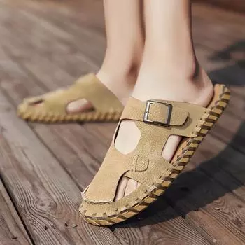 Летние мужские сандалии Baotou, легкие кроссовки для спорта на открытом воздухе, мужская обувь для плавания, пляжные тапочки, защита пальцев ног для мужчин, плавания и ходьбы 39 чёрный