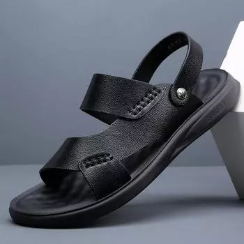 Летние мужские сандалии без шнуровки, модные уличные пляжные мужские тапочки, нескользящая легкая повседневная обувь на плоской подошве, мужские Zapatos Hombre 6.5