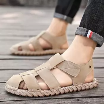 Летние мужские сандалии большого размера 46, повседневные, пляжная обувь, дышащая, повседневная обувь с логотипом для ручья, обувь для ходьбы 38 песочный