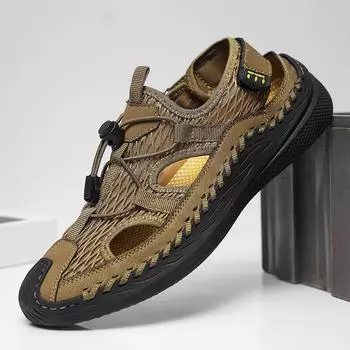 Летние мужские сандалии для активного отдыха, закрытые туфли, легкие мужские сандалии с мягкой подошвой 39 чёрный