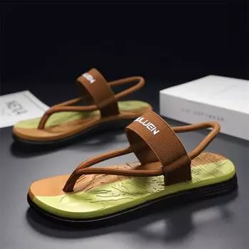 Летние мужские сандалии для двух пользователей, уличная повседневная пляжная обувь, мужские нескользящие тапочки на толстой подошве 45 чёрный