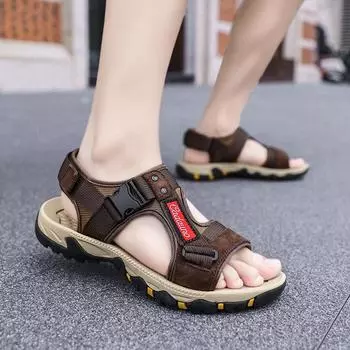 Летние мужские сандалии для отдыха на природе пляжные сандалии дышащая повседневная обувь тапочки 39 чёрный