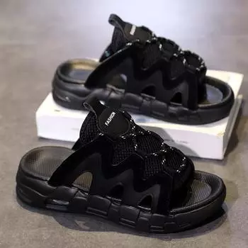 Летние мужские сандалии для отдыха на воздушной подушке, нескользящие, универсальные, модные, парусиновые, персонализированные, пляжные туфли, большие размеры 39-47 39 синий