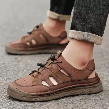 Летние мужские сандалии для спорта на открытом воздухе, полые пляжные сандалии, повседневная обувь 39 песочный