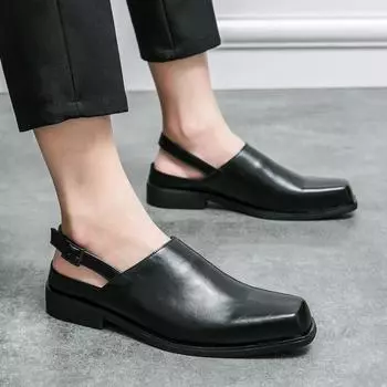 Летние мужские сандалии для танцев, туфли-мулы, платье, повседневные удобные стильные деловые кожаные пиджаки для выпускного вечера для мужчин, большие размеры EU: 39 чёрный