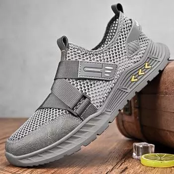 Летние мужские сандалии, дышащая повседневная обувь из сетчатого материала 39 серый