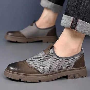 Летние мужские сандалии и туфли Baotou из кожи - повседневные и удобные мужские туфли для отдыха на природе из сетчатой кожи, классические черные туфли 38 коричневый