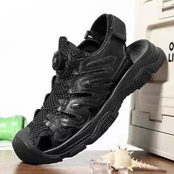 Летние мужские сандалии из натуральной кожи, мужская повседневная обувь, уличные мужские кожаные сандалии для мужчин, пляжная обувь, римская мужская обувь 38