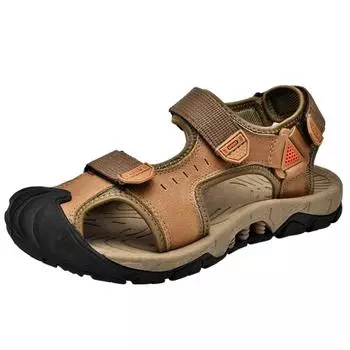 Летние мужские сандалии из натуральной кожи, мужская повседневная обувь, уличные мужские кожаные сандалии для мужчин, пляжная обувь, римская мужская обувь 38 чёрный