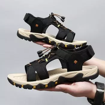 Летние мужские сандалии из натуральной кожи, мужская повседневная обувь, уличные мужские кожаные сандалии для мужчин, пляжная обувь, римская мужская обувь 38
