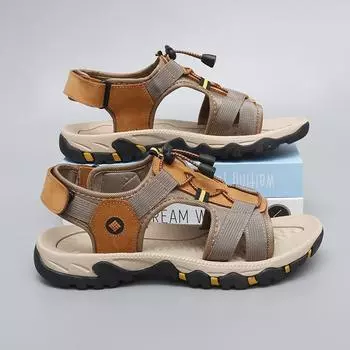 Летние мужские сандалии из натуральной кожи, мужская повседневная обувь, уличные мужские кожаные сандалии для мужчин, пляжная обувь, римская мужская обувь 38